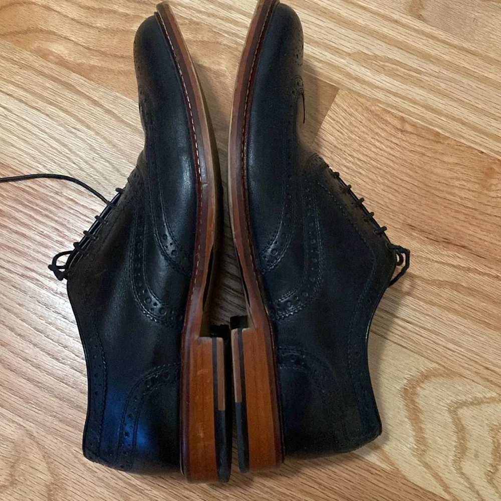 Aston Grey Men’s Shoes 11.5 Genuine Leather Boyle Oxford Black Cap Toe GUC